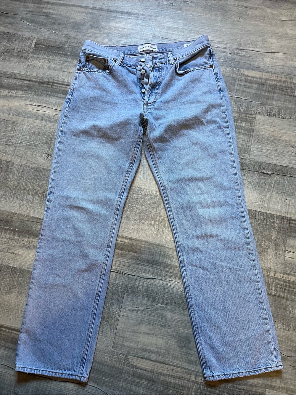 Denim Forum Women's Light Blue Button-Fly Boyfriend Jeans